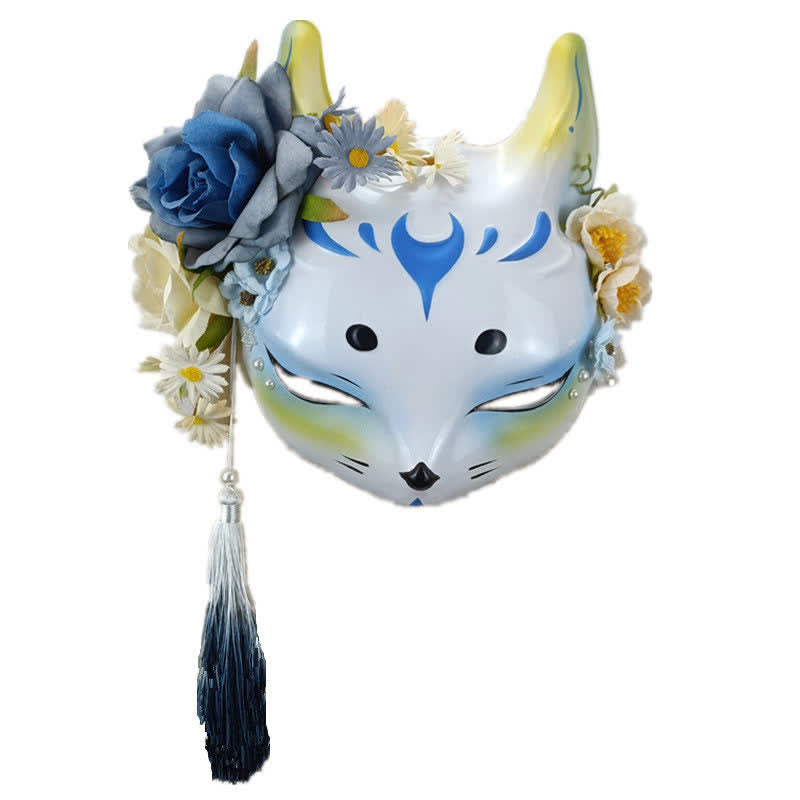 Exquisite Fox Print 3D Flower Vintage Mask modakawa