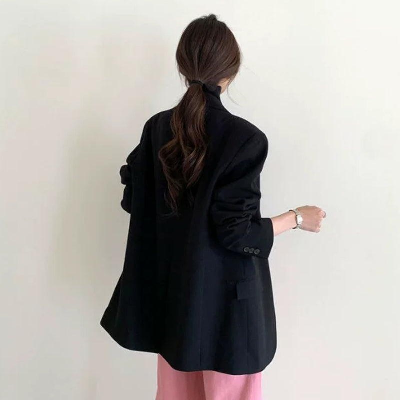 Chic Cardigan Pure Color Lapel Blazer Modakawa