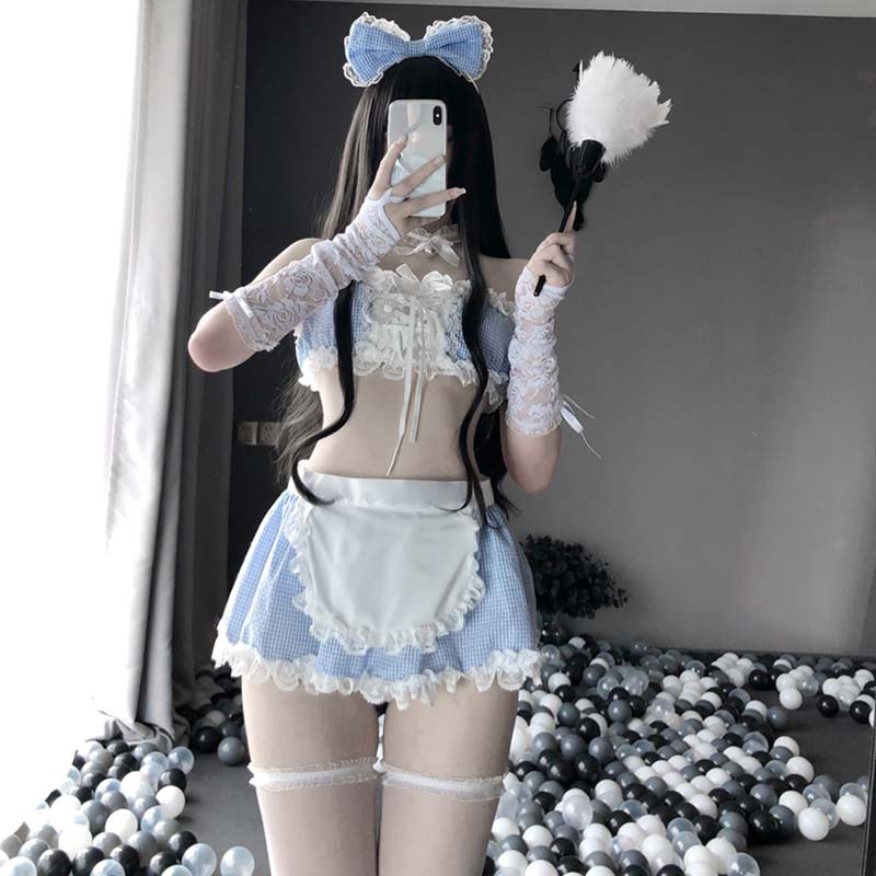 Sweet Maid Apron Lace Ribbon Lingerie Set Modakawa