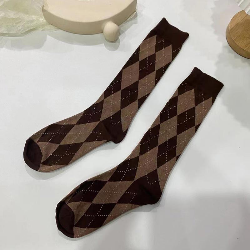 Kawaii Rhombus Pattern Print Socks Modakawa