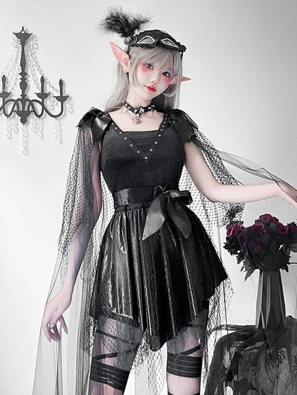 Halloween Black Dark Goth Dress Lace Costume mySite