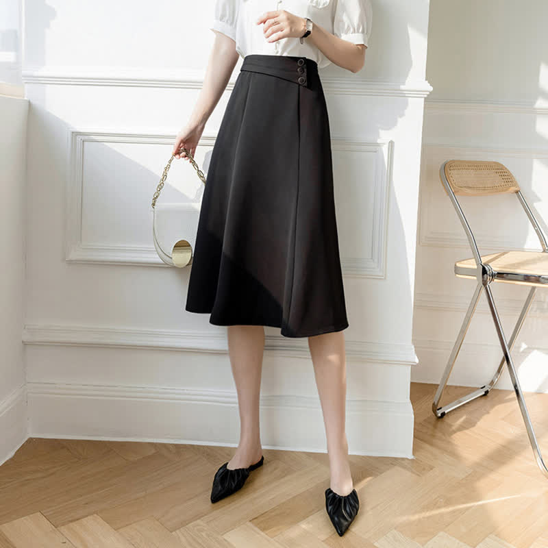 Elegant Button Front Skirt modakawa