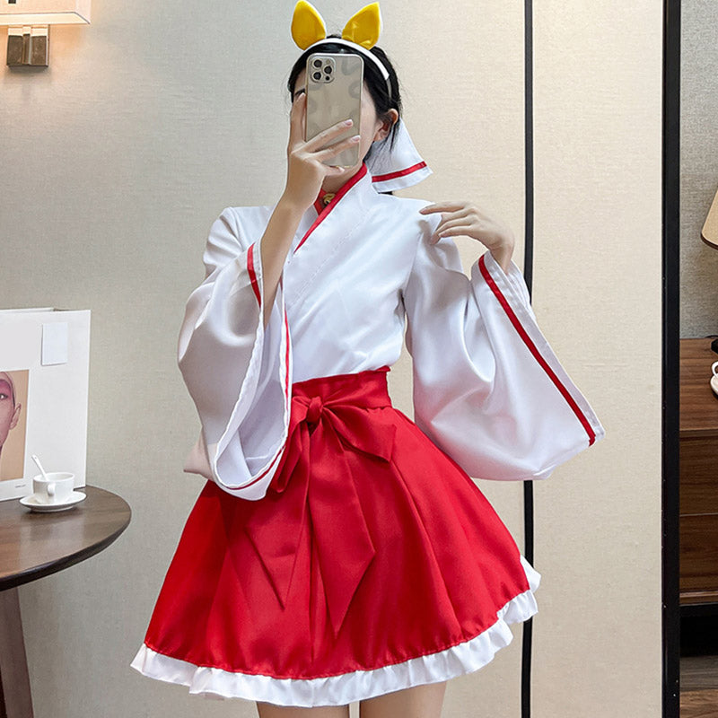 Cute Cosplay Big Bow Kimono Two Pieces Set modakawa