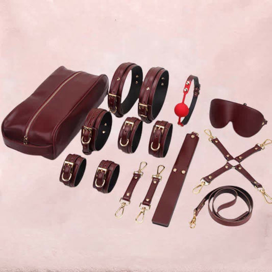 Red Leather Maid Cosplay Accessories 9 Pieces Set Modakawa