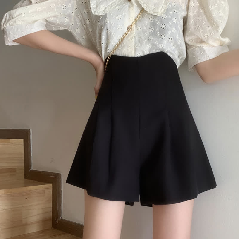 Chic Pure Color Wide Leg Shorts modakawa