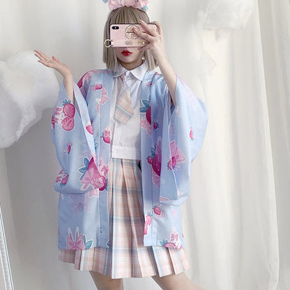 Strawberry Loose Cardigan Kimono Outerwear modakawa