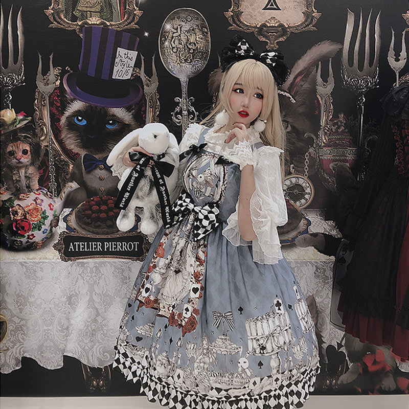 Princess Print Bow Lolita Suspender Dress Modakawa