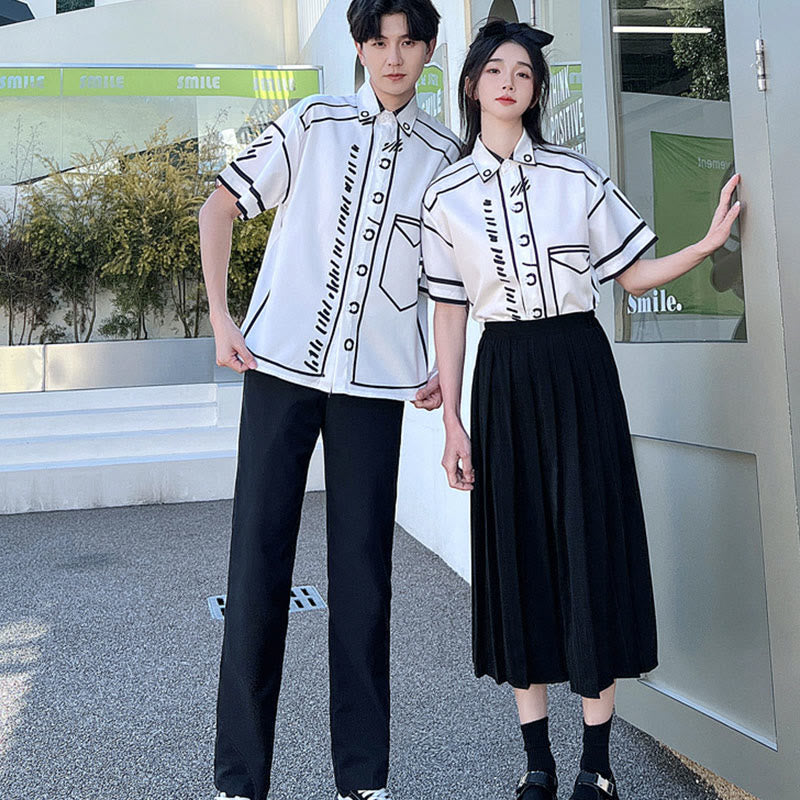 Couple Grafitti Print T-Shirt Skirt Pants modakawa