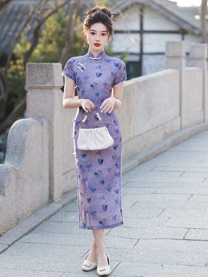 Purple Butterfly Cheongsam Hanfu Story