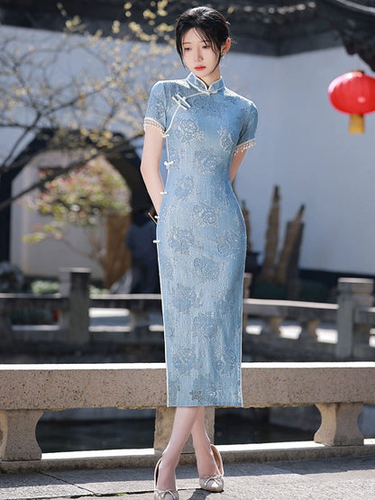 Sky Blue Cheongsam Dress Hanfu Story