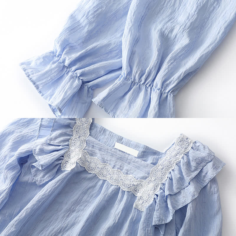 Flouncing Loose Shirt High Waist Pleated Skirt modakawa