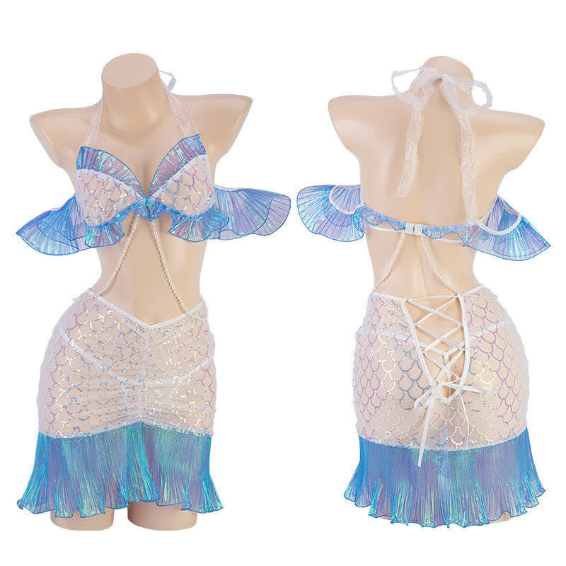 Shining Mermaid Pearl Decor Lingerie Set modakawa