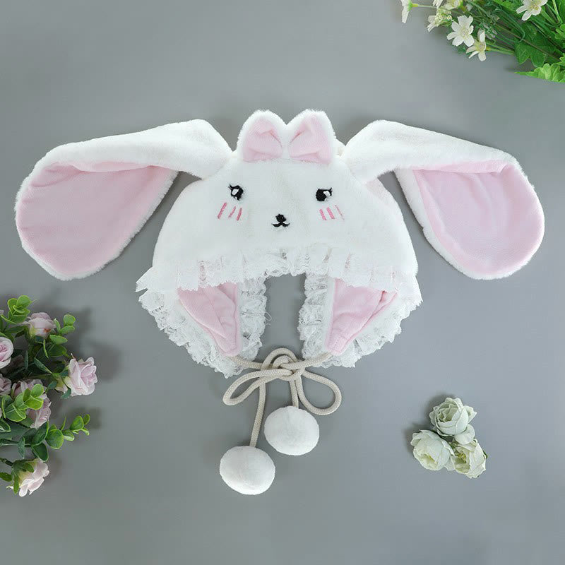 Cartoon Bunny Bear Ears Lace Lolita Plush Hat modakawa