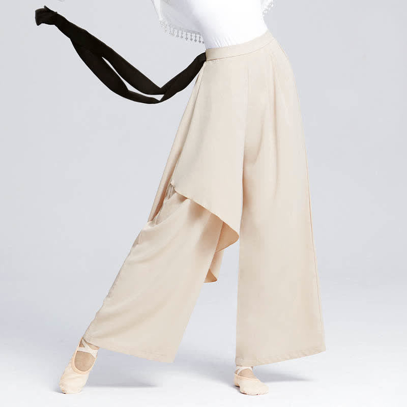 Flowy Ribbon Lace Up Wide Leg Pants modakawa