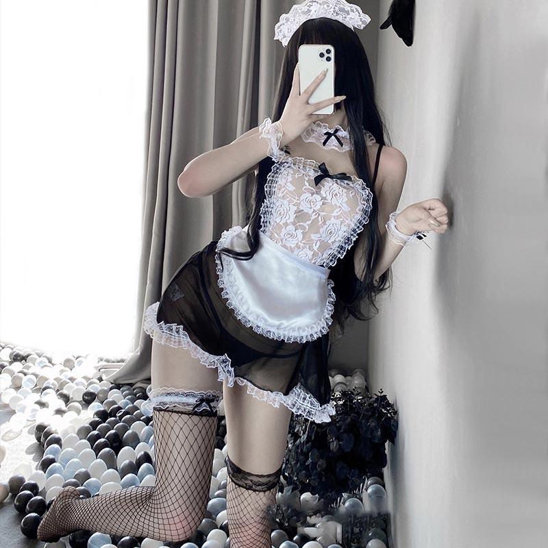 Kawaii Black Sexy Maid Lingerie Dress Modakawa