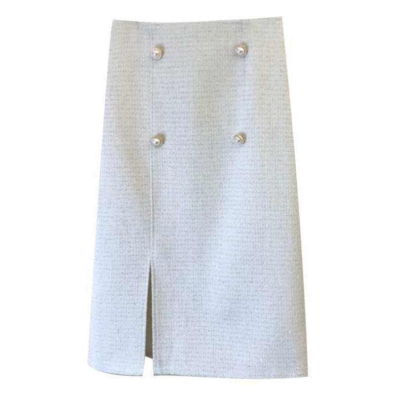 Classy Button Front Split Skirt Modakawa