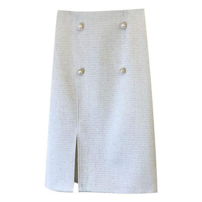 Classy Button Front Split Skirt Modakawa