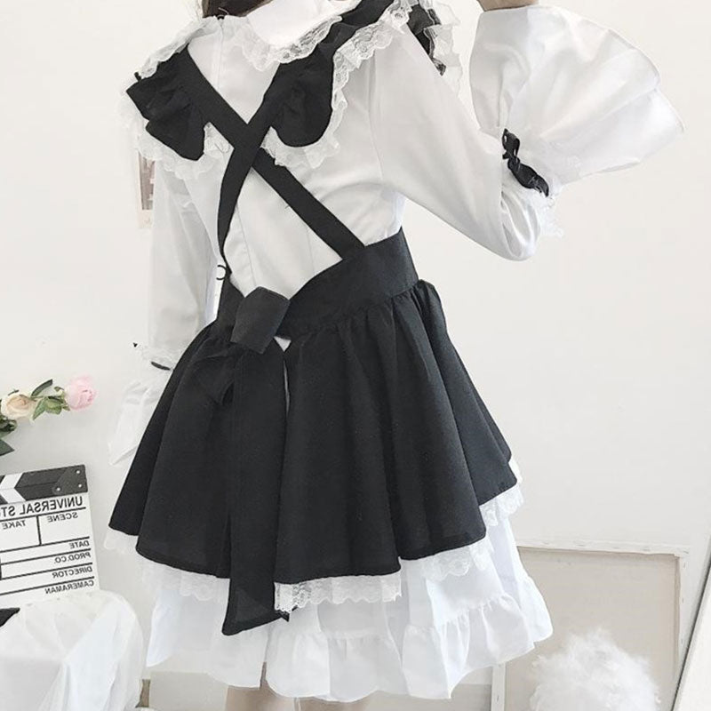 Gothic Bow Tie Lolita Maid Costume Dress Modakawa