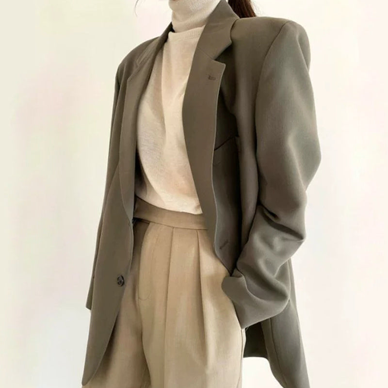 Chic Cardigan Pure Color Lapel Blazer Modakawa