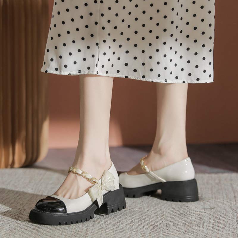 Sweet Lolita Bow Knot Platform Mary Janes Shoes Modakawa