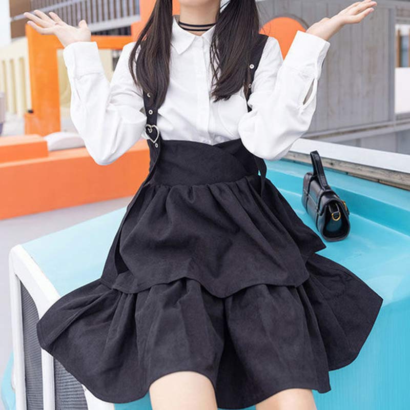 Cute Loose JK Overalls Skirt modakawa