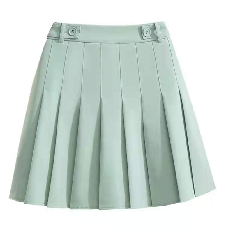 High Waist Pure Color Pleated Skirt Modakawa