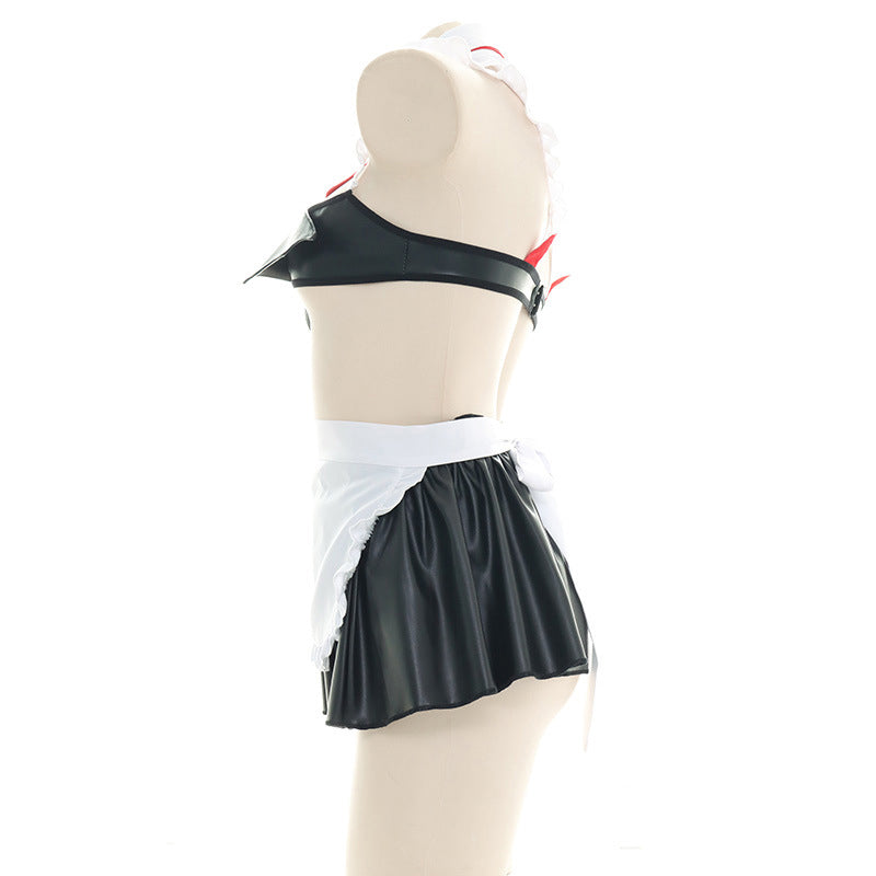 Red Bow Knot Devil Wings Maid Lingerie Set modakawa