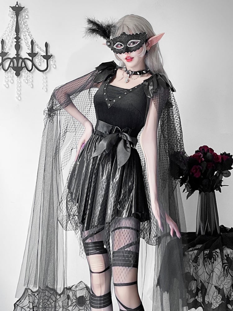 Halloween Black Dark Goth Dress Lace Costume mySite