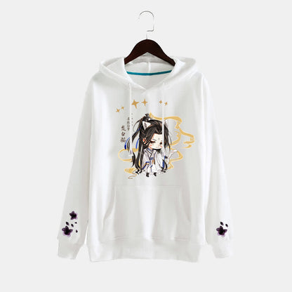 Cartoon Anime White Pocket Plush Hoodie modakawa