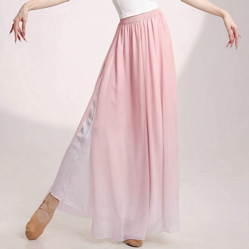 Gradient Color Chiffon Flowy Split Wide Leg Pants modakawa