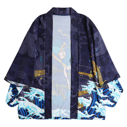 Anime Sea Print Loose Cardigan Kimono Outerwear modakawa