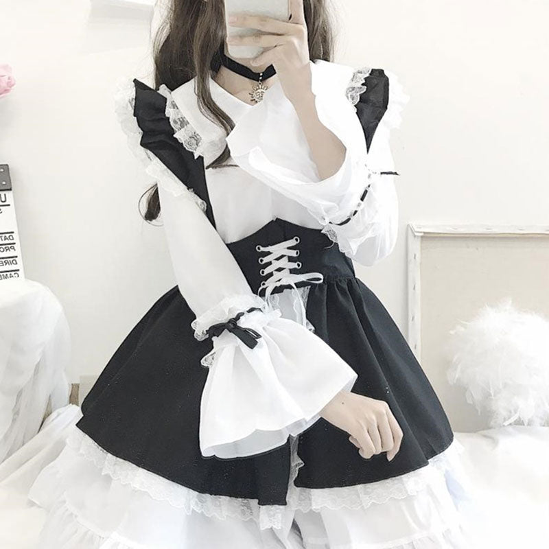 Gothic Bow Tie Lolita Maid Costume Dress Modakawa