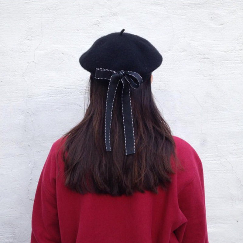 Vintage Bow Beret Hat Modakawa