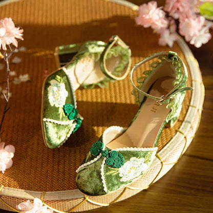 Elegant Blossom Embroidery Buckle Mary Janes Shoes modakawa