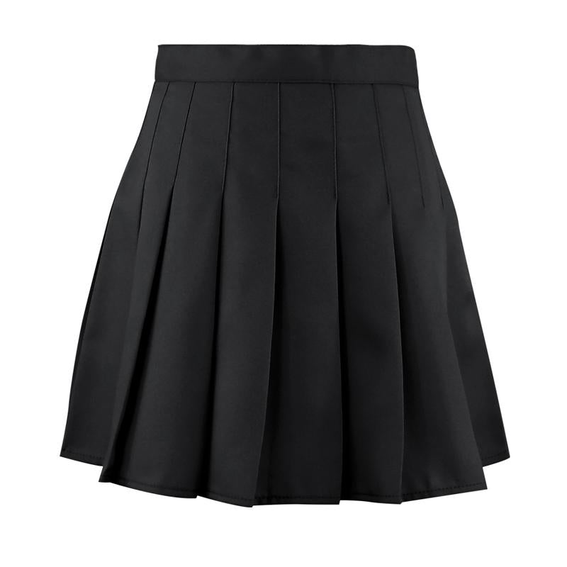 Black Pleated High Waist College Style Mini Skirt Modakawa