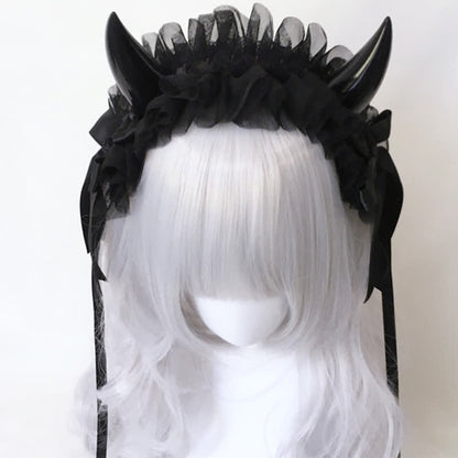 Dark Demon Horn Lace Hair Accessory modakawa