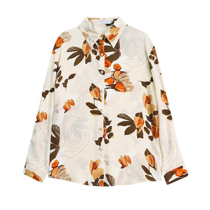 Abstract Ripple Print Chiffon Shirt Workwear modakawa