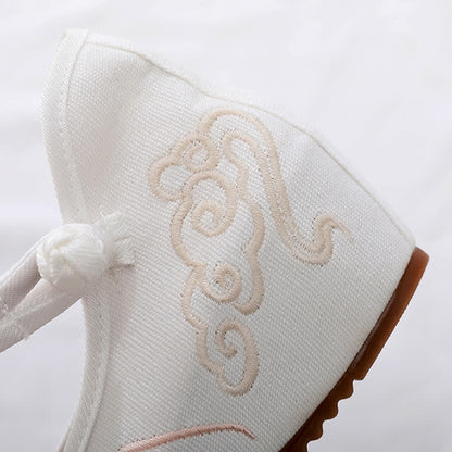 Elegant Cloud Embroidery Canvas Flats Shoes modakawa