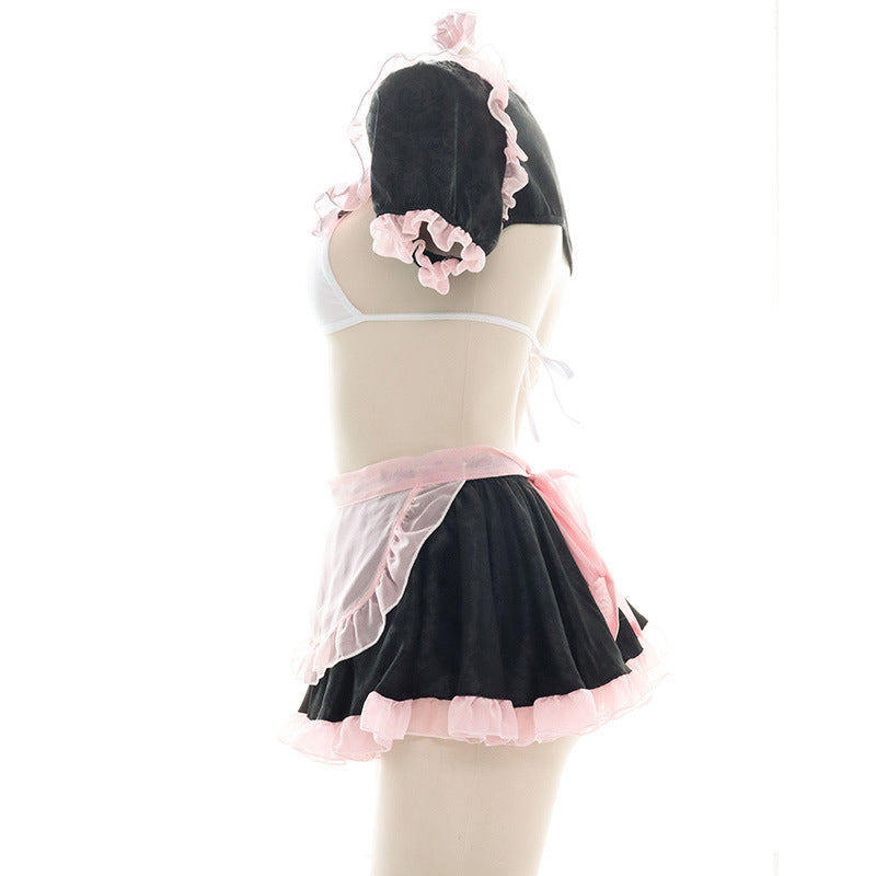 Cute Pink Lace Maid Lingerie Set modakawa