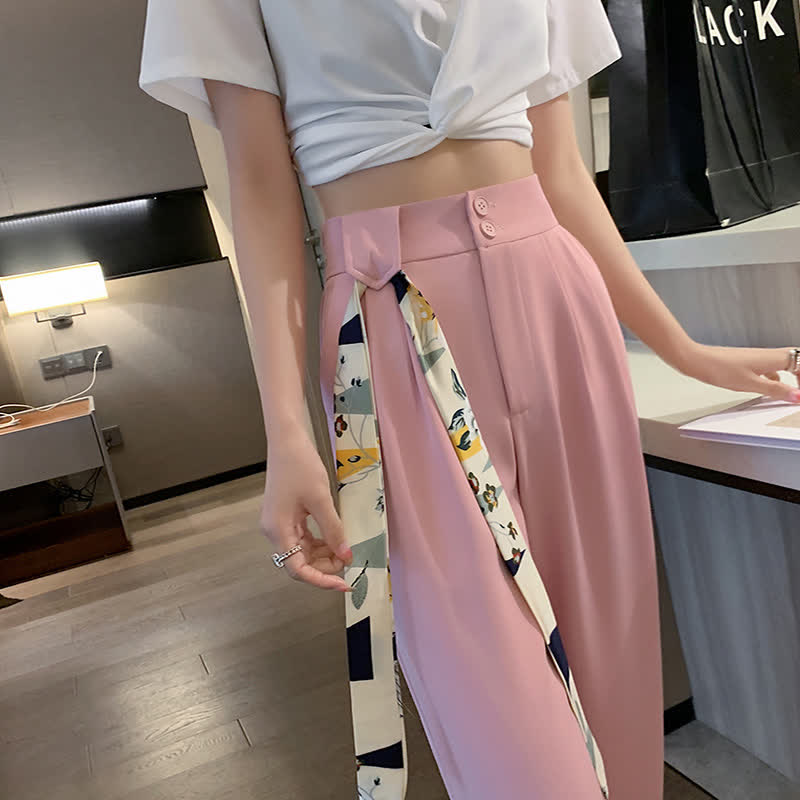 Wide Leg Drape Suit Pants With Waistband modakawa