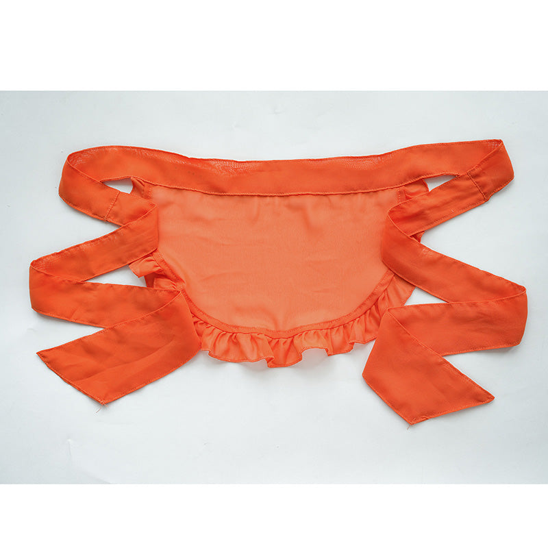 Pumpkin Bell Bow Decor Chiffon Maid Lingerie Set Modakawa