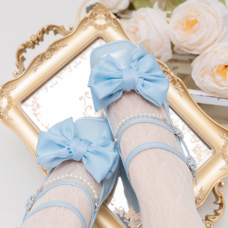 Kawaii Bow Knot Mary Janes Lolita High-heeled Shoes Modakawa