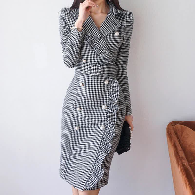 Chic Plaid Print Flouncing Dress modakawa