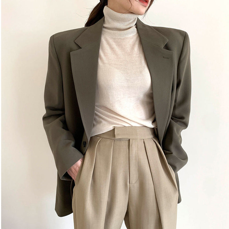 Chic Cardigan Pure Color Lapel Blazer Modakawa