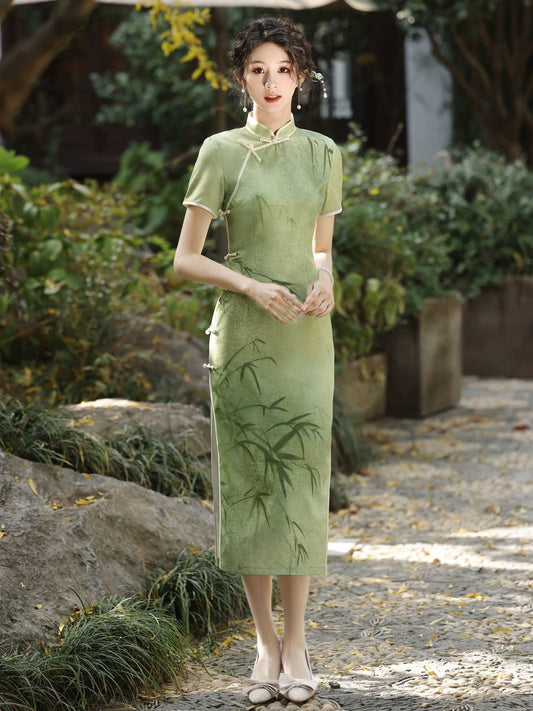 Green Bamboo Cheongsam Dress Hanfu Story