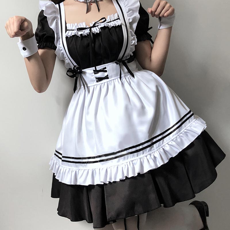 Lolita Seven Piece Ruffled Maid Dress modakawa