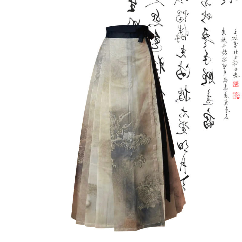 Vintage Butterfly Print T-Shirt Painting Pleated Skirt modakawa