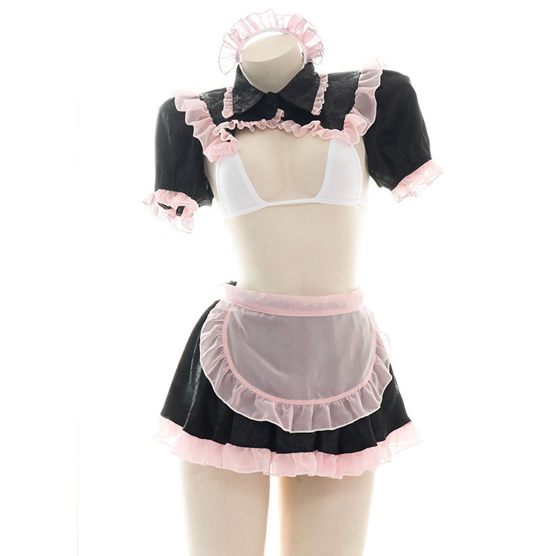 Cute Pink Lace Maid Lingerie Set modakawa