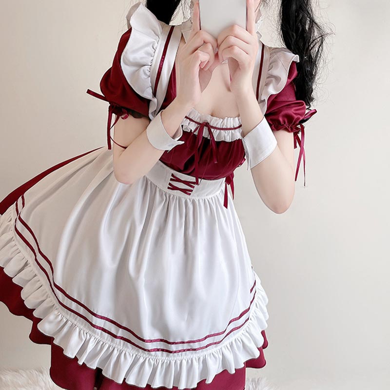 Lolita Seven Piece Ruffled Maid Dress modakawa