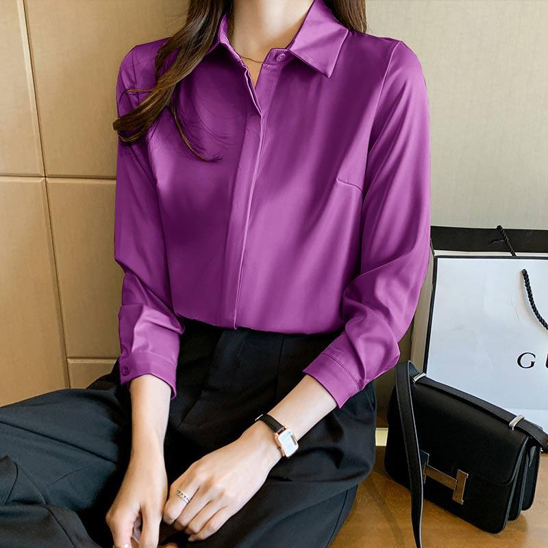 Elegant Satin Shirt Workwear Modakawa